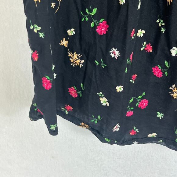Old Navy Blouse Top Women's Size 2X Black Multicolored Floral Boho Oversized - Picture 4 of 9